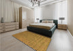 Patterned Dark Bronze Brown Rug in a Bedroom, pat3967org