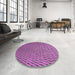 Round Patterned Dark Magenta Purple Rug in a Office, pat3967pur