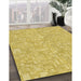 Machine Washable Transitional Bright Gold Yellow Rug in a Family Room, wshpat3968brn