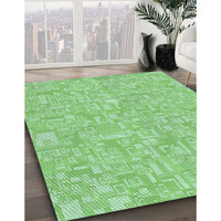 Patterned Jade Green Rug, pat3968lblu