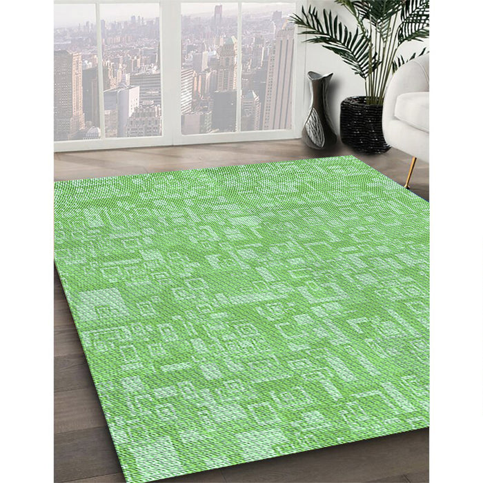 Machine Washable Transitional Jade Green Rug in a Family Room, wshpat3968lblu