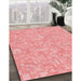 Machine Washable Transitional Pastel Pink Rug in a Family Room, wshpat3968rd