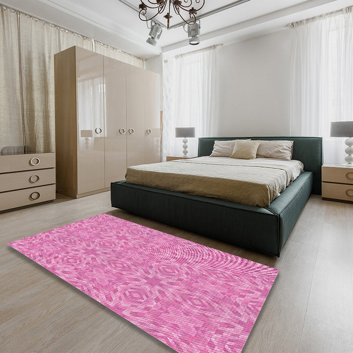 Round Machine Washable Transitional Violet Purple Rug in a Office, wshpat3969pur