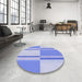 Round Patterned Light Slate Blue Rug in a Office, pat3970blu