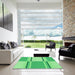 Square Patterned Green Rug in a Living Room, pat3970grn