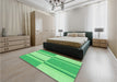 Patterned Green Rug in a Bedroom, pat3970grn