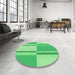 Round Patterned Green Rug in a Office, pat3970grn