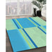 Patterned Dark Turquoise Green Rug in Family Room, pat3970lblu