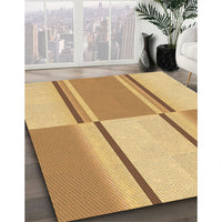 Patterned Chrome Gold Yellow Rug, pat3970org