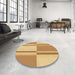 Round Patterned Chrome Gold Yellow Rug in a Office, pat3970org