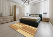 Patterned Chrome Gold Yellow Rug in a Bedroom, pat3970org