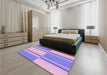 Patterned Medium Slate Blue Rug in a Bedroom, pat3970pur