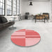 Round Patterned Pastel Pink Rug in a Office, pat3970rd