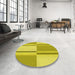 Round Patterned Yellow Rug in a Office, pat3970yw