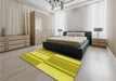 Patterned Yellow Rug in a Bedroom, pat3970yw