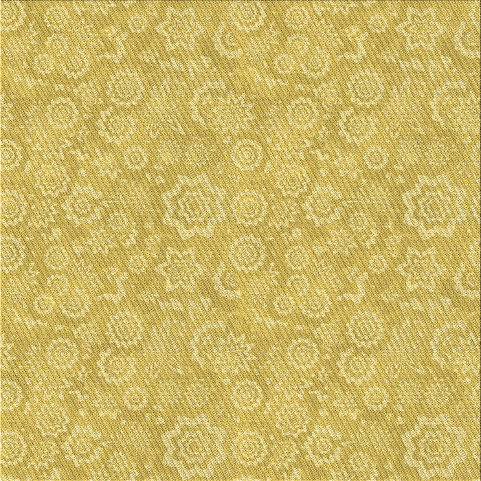 Round Patterned Bright Gold Yellow Rug, pat3971brn
