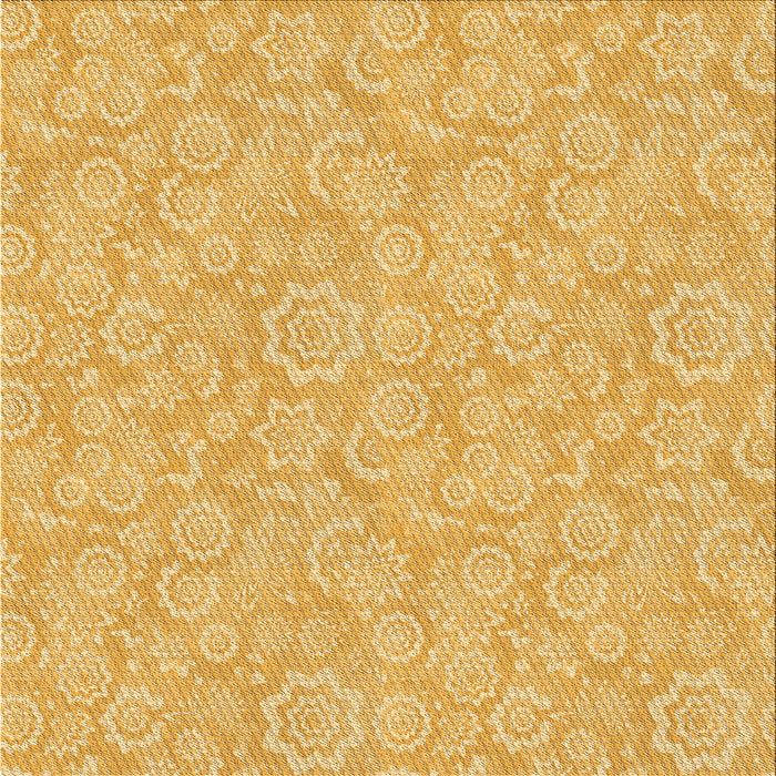 Round Patterned Chrome Gold Yellow Rug, pat3971org