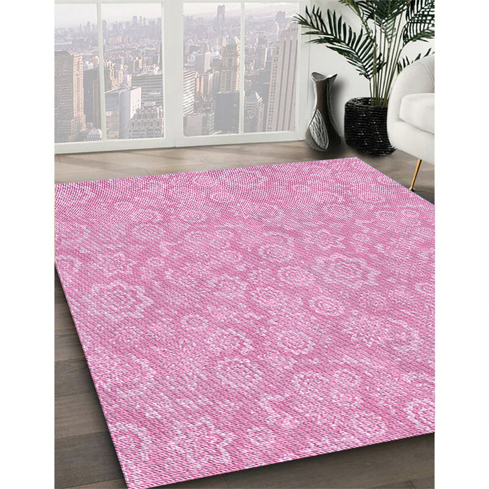 Patterned Pastel Purple Pink Rug in Family Room, pat3971pur