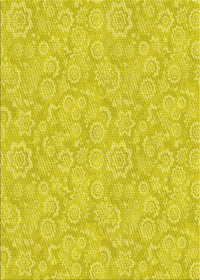 Machine Washable Transitional Yellow Rug, wshpat3971yw