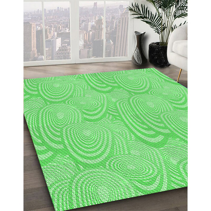Patterned Neon Green Rug in Family Room, pat3972grn