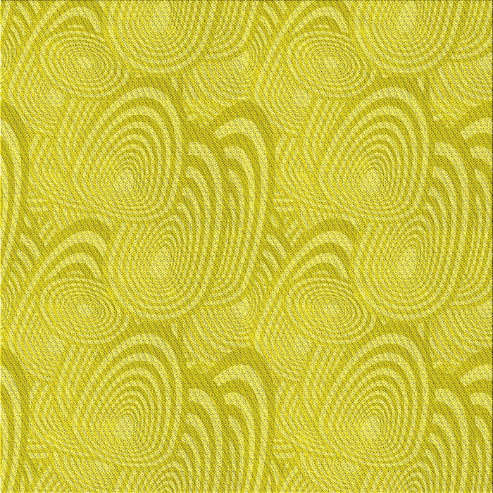Round Machine Washable Transitional Yellow Rug, wshpat3972yw