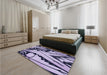 Patterned Blue Rug in a Bedroom, pat3973blu