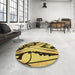 Round Patterned Bakers Brown Rug in a Office, pat3973brn