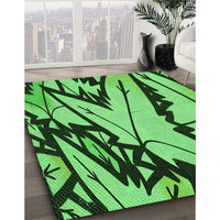 Patterned Deep Emerald Green Rug, pat3973grn