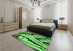 Patterned Deep Emerald Green Rug in a Bedroom, pat3973grn