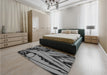 Patterned Gunmetal Gray Rug in a Bedroom, pat3973gry