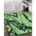 Patterned Dark Slate Grey Green Rug in Family Room, pat3973lblu