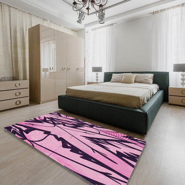 Patterned Purple Rug in a Bedroom, pat3973pur