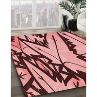 Patterned Pastel Pink Rug, pat3973rd