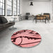 Round Patterned Pastel Pink Rug in a Office, pat3973rd