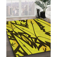 Patterned Golden Yellow Rug, pat3973yw