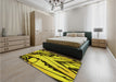 Patterned Golden Yellow Rug in a Bedroom, pat3973yw