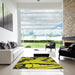 Square Machine Washable Transitional Yellow Rug in a Living Room, wshpat3973