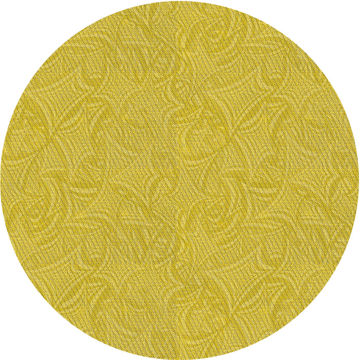 Sideview of Patterned Yellow Novelty Rug, pat3974
