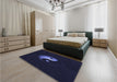 Patterned Black Rug in a Bedroom, pat3975blu