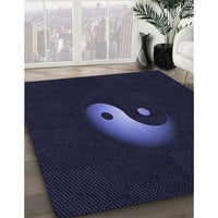 Patterned Black Rug, pat3975blu