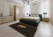 Patterned Black Rug in a Bedroom, pat3975brn