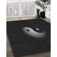 Patterned Black Rug, pat3975gry