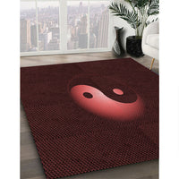 Patterned Chocolate Brown Rug, pat3975rd