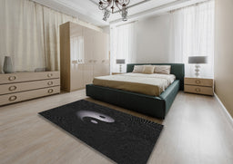 Patterned Gray Novelty Rug in a Bedroom, pat3975