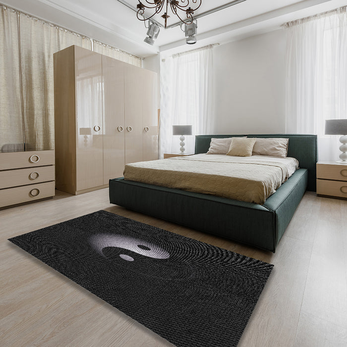 Patterned Gray Novelty Rug in a Bedroom, pat3975