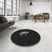 Round Machine Washable Transitional Gray Rug in a Office, wshpat3975