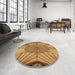 Round Patterned Mahogany Brown Rug in a Office, pat3976brn