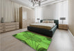 Patterned Green Rug in a Bedroom, pat3976grn