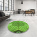 Round Patterned Green Rug in a Office, pat3976grn