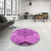 Round Patterned Bright Neon Pink Purple Rug in a Office, pat3976pur